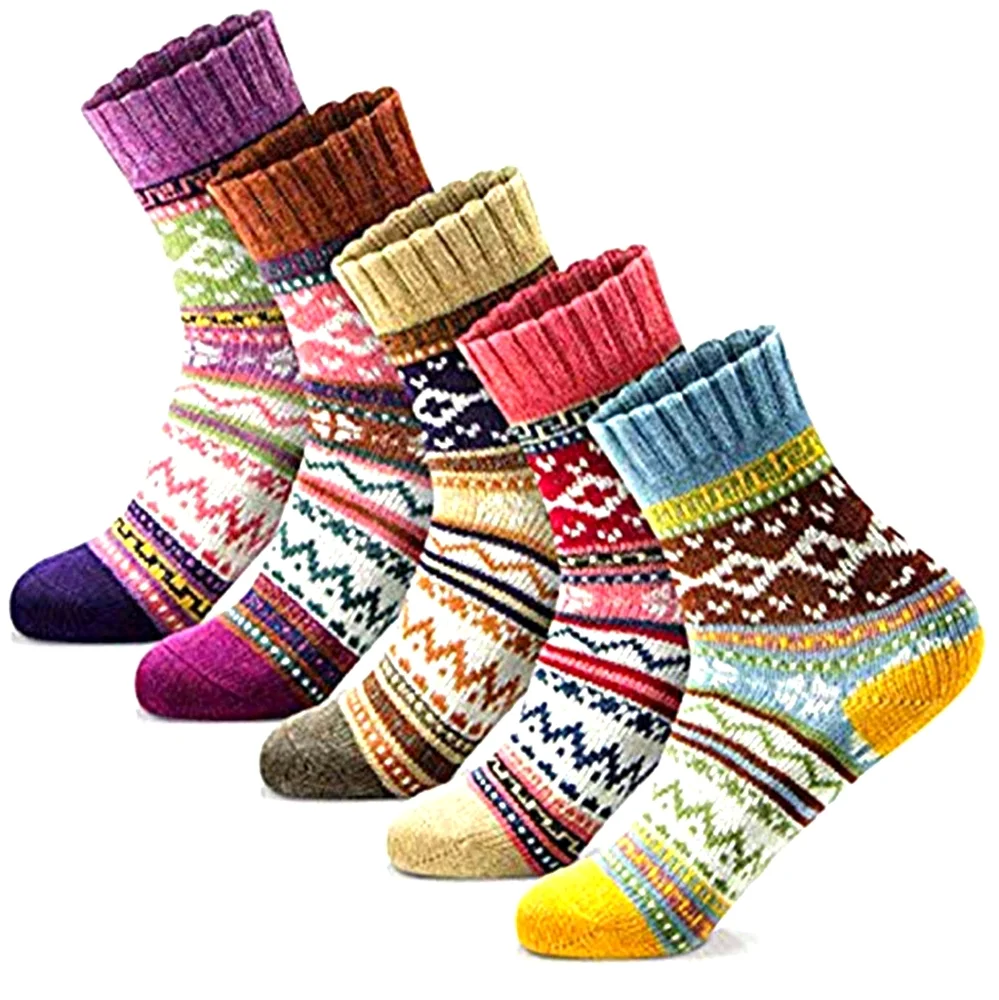 NEW Vintage Fall/Winter Soft, Warm, Multicolor socks. 5 Pairs